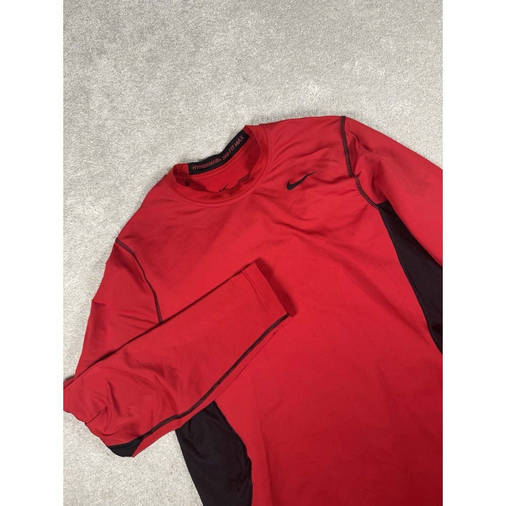 Nike Pro Combat Shirt Mens Large Red Hyperwarm Dri-FIT Max Fitted Base Layer ***